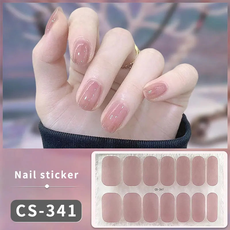 14/16Tips Full Cover Gradient Nail Stickers Multi Color Self Adhesive Slider