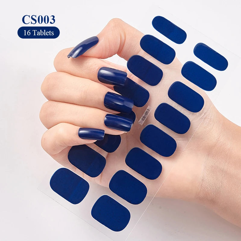 14/16Tips Full Cover Gradient Nail Stickers Multi Color Self Adhesive Slider