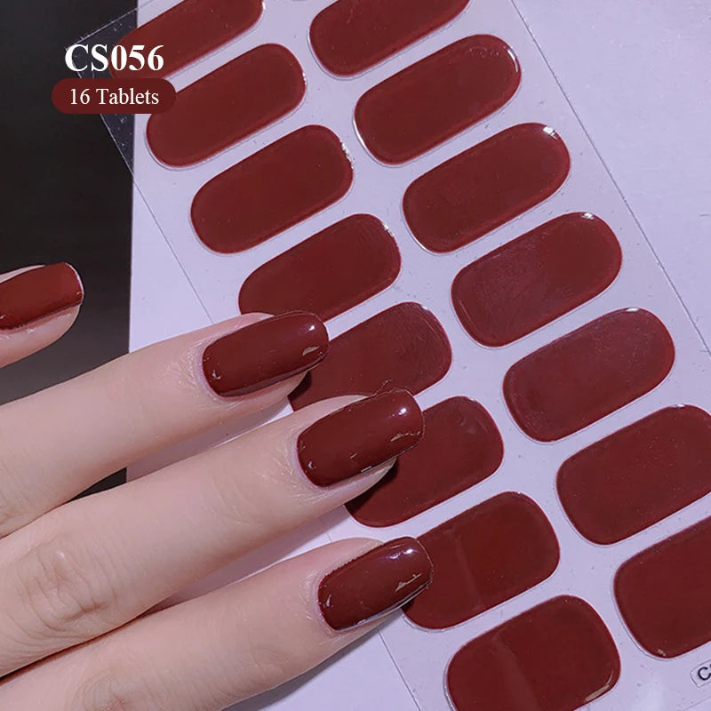 14/16Tips Full Cover Gradient Nail Stickers Multi Color Self Adhesive Slider