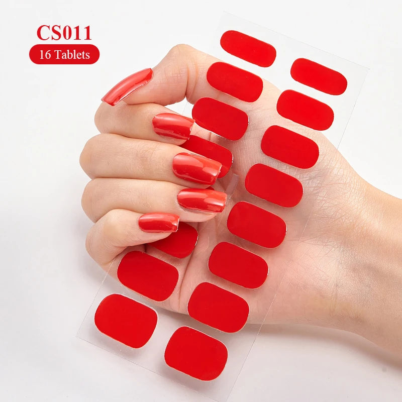 14/16Tips Full Cover Gradient Nail Stickers Multi Color Self Adhesive Slider