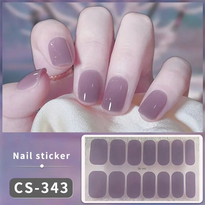 14/16Tips Full Cover Gradient Nail Stickers Multi Color Self Adhesive Slider