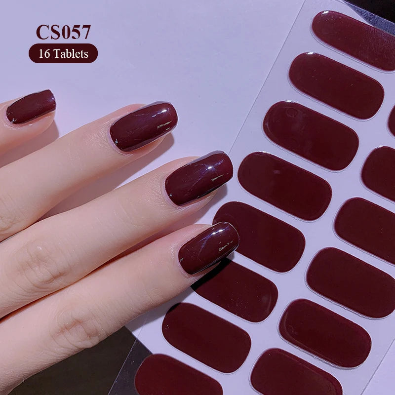 14/16Tips Full Cover Gradient Nail Stickers Multi Color Self Adhesive Slider