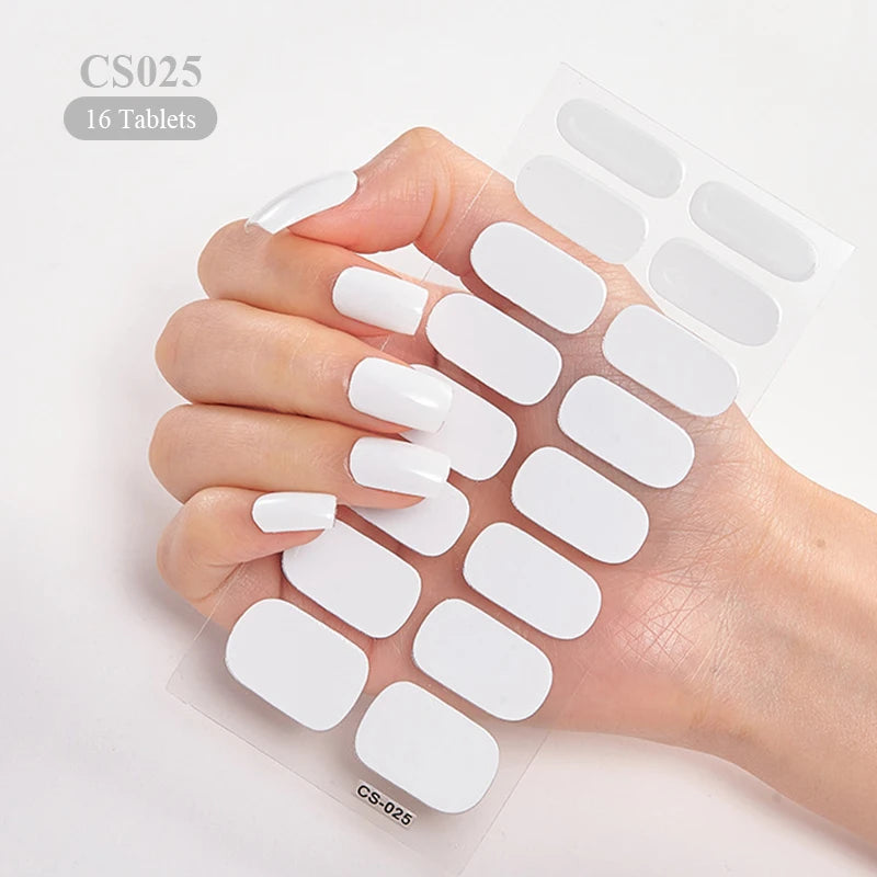 14/16Tips Full Cover Gradient Nail Stickers Multi Color Self Adhesive Slider