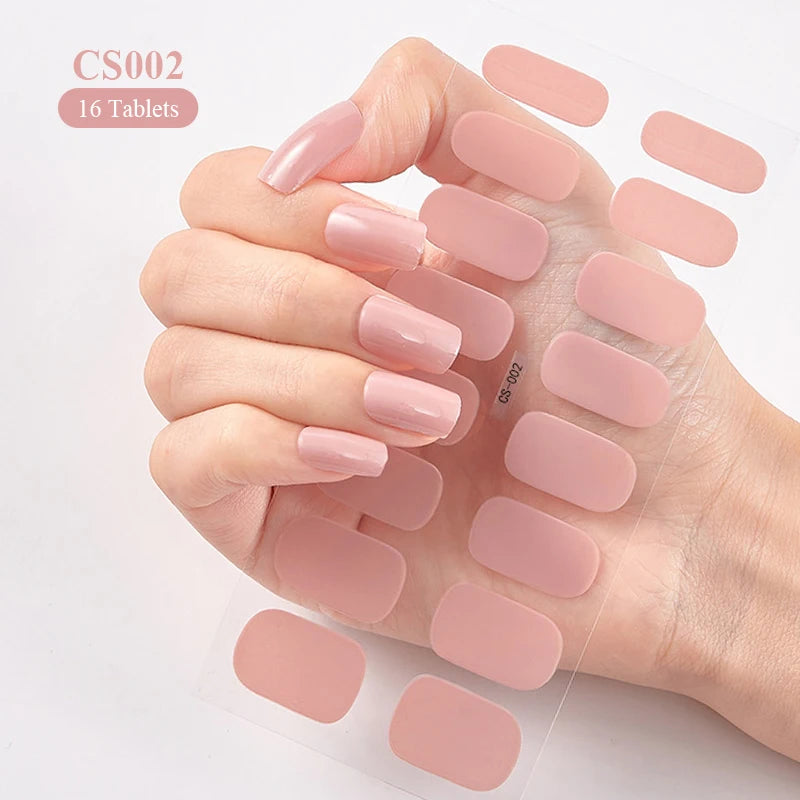 14/16Tips Full Cover Gradient Nail Stickers Multi Color Self Adhesive Slider