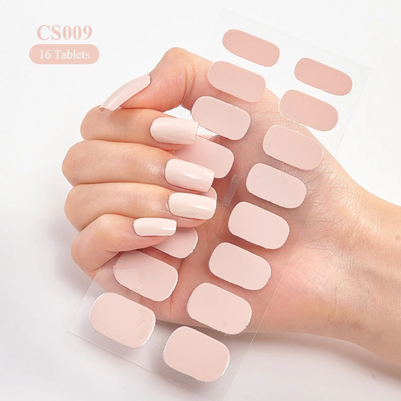 14/16Tips Full Cover Gradient Nail Stickers Multi Color Self Adhesive Slider