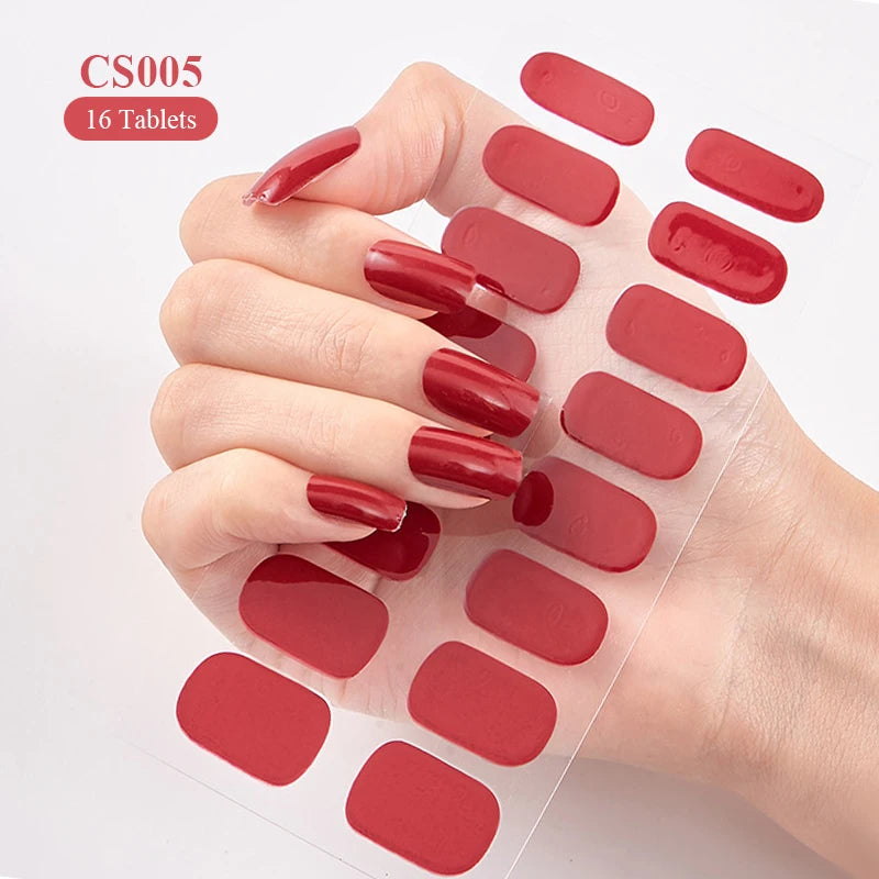 14/16Tips Full Cover Gradient Nail Stickers Multi Color Self Adhesive Slider